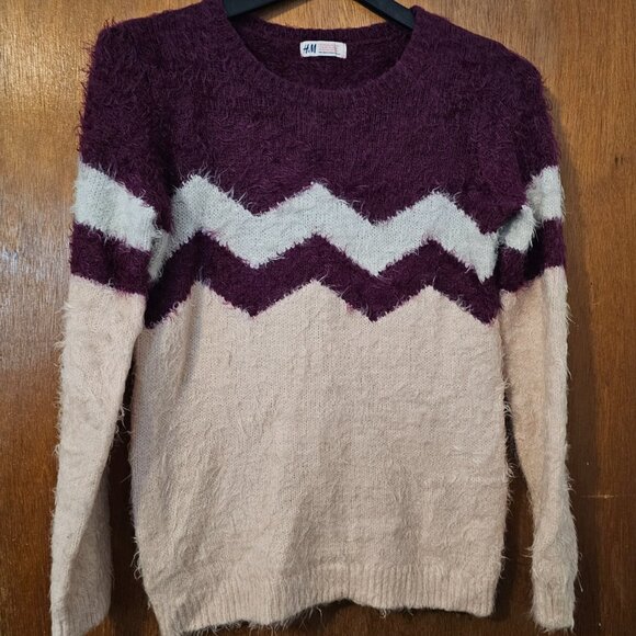 H&M Takara Fuzzy Eyelash Chevron Sweater Lot of 3 - Picture 2 of 7